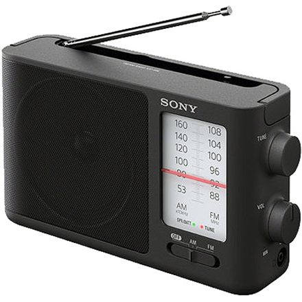 „Sony ICF-506“ analogais radio, 5 W, melns