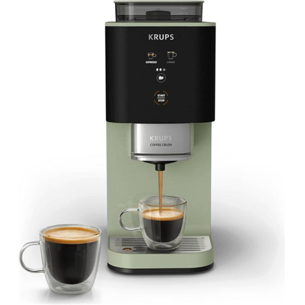 Melns / zaļš automātiskais kafijas automāts Krups Crush SA401LE0, 15 bāri, 1370 W