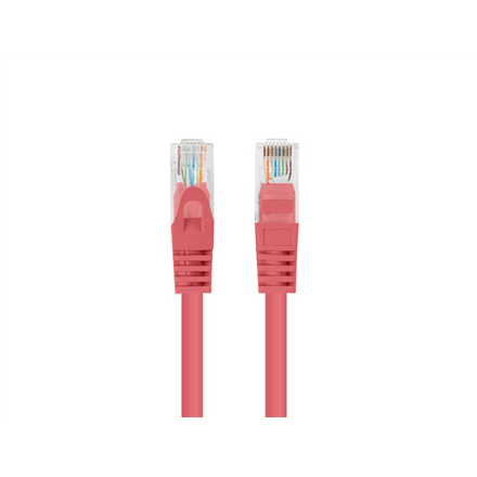 Sarkans Lanberg CAT.6 UTP 0,5 m komutācijas kabelis, pārbaudīts ar Fluke, 10 gab., PCU6-20CC-0050-R