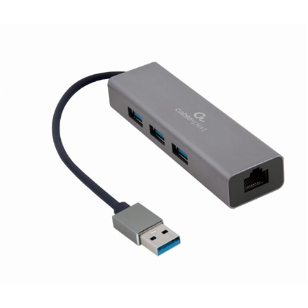 Cablexpert A-AMU3-LAN-01 USB AM Gigabit tīkla adapteris ar 3 portu USB 3.0 centrmezglu