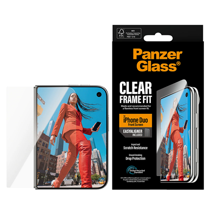 Caurspīdīgs stikla ekrāna aizsargs PanzerGlass FrameFit ar EasyAligner Apple iPhone Duo