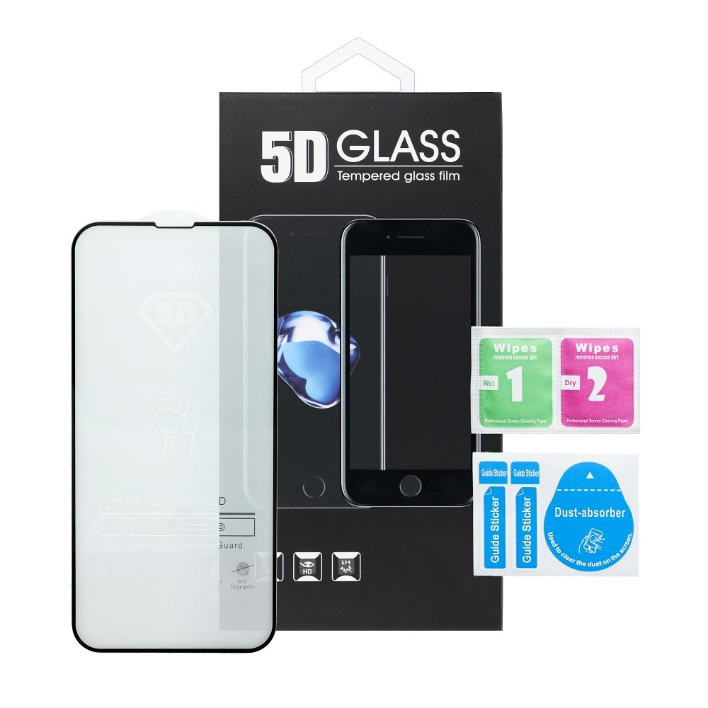 Melns 5D rūdītais stikls ar līmi pa visu virsmu Xiaomi Redmi NOTE 17 5G / Redmi 17 4G / Redmi 17 5G