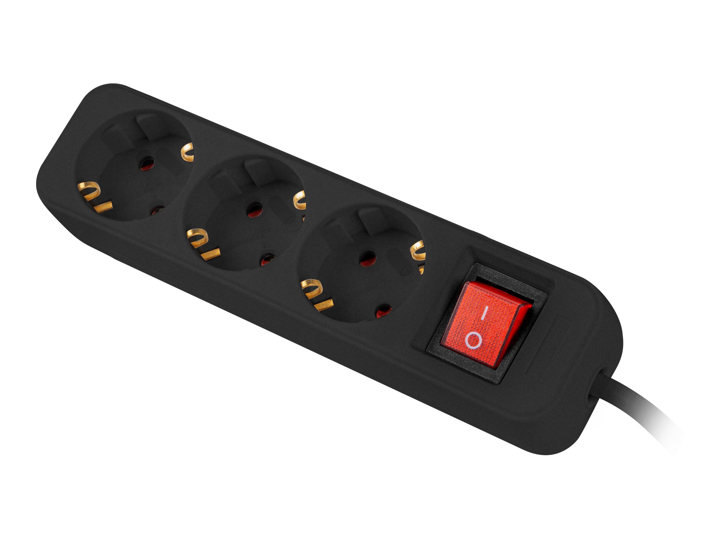 Lanberg PS1-03F-0150-BK pagarinātājs ar automātslēdzi, 3× Schuko, 1,5 m, melns