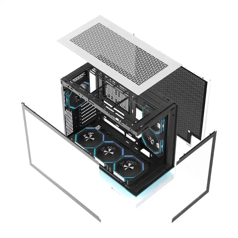 DarkFlash F1 ATX datora korpuss ar 6 ventilatoriem, balts
