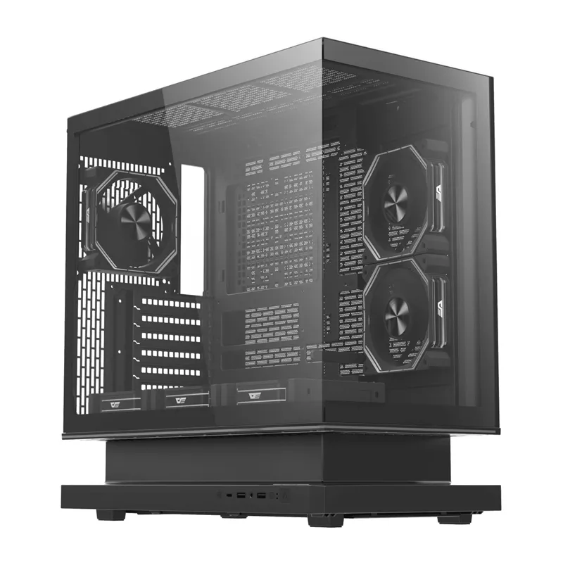 DarkFlash F1 ATX datora korpuss ar 6 ventilatoriem, melns