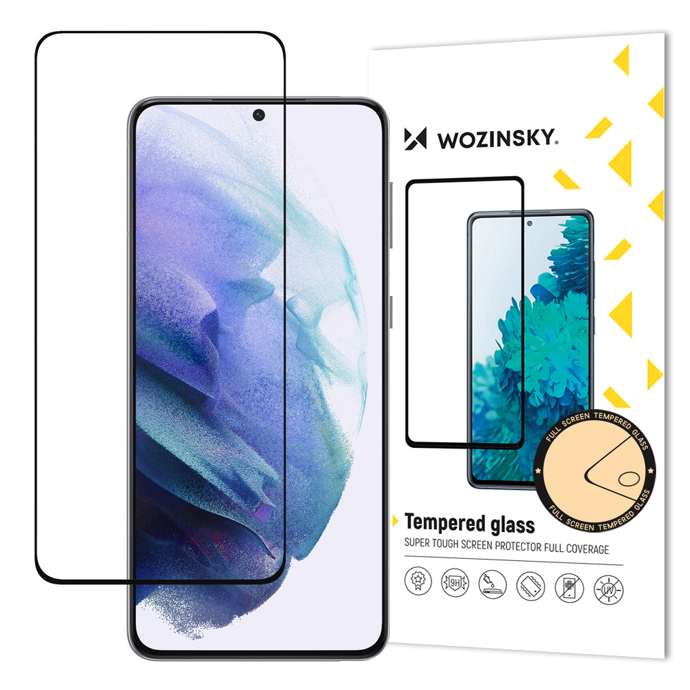 Wozinsky rūdītais stikls pilnas līmes īpaši izturīgs aizsargstikls pilna pārklājuma ar rāmi maciņam draudzīgs Samsung Galaxy S21 5G melns