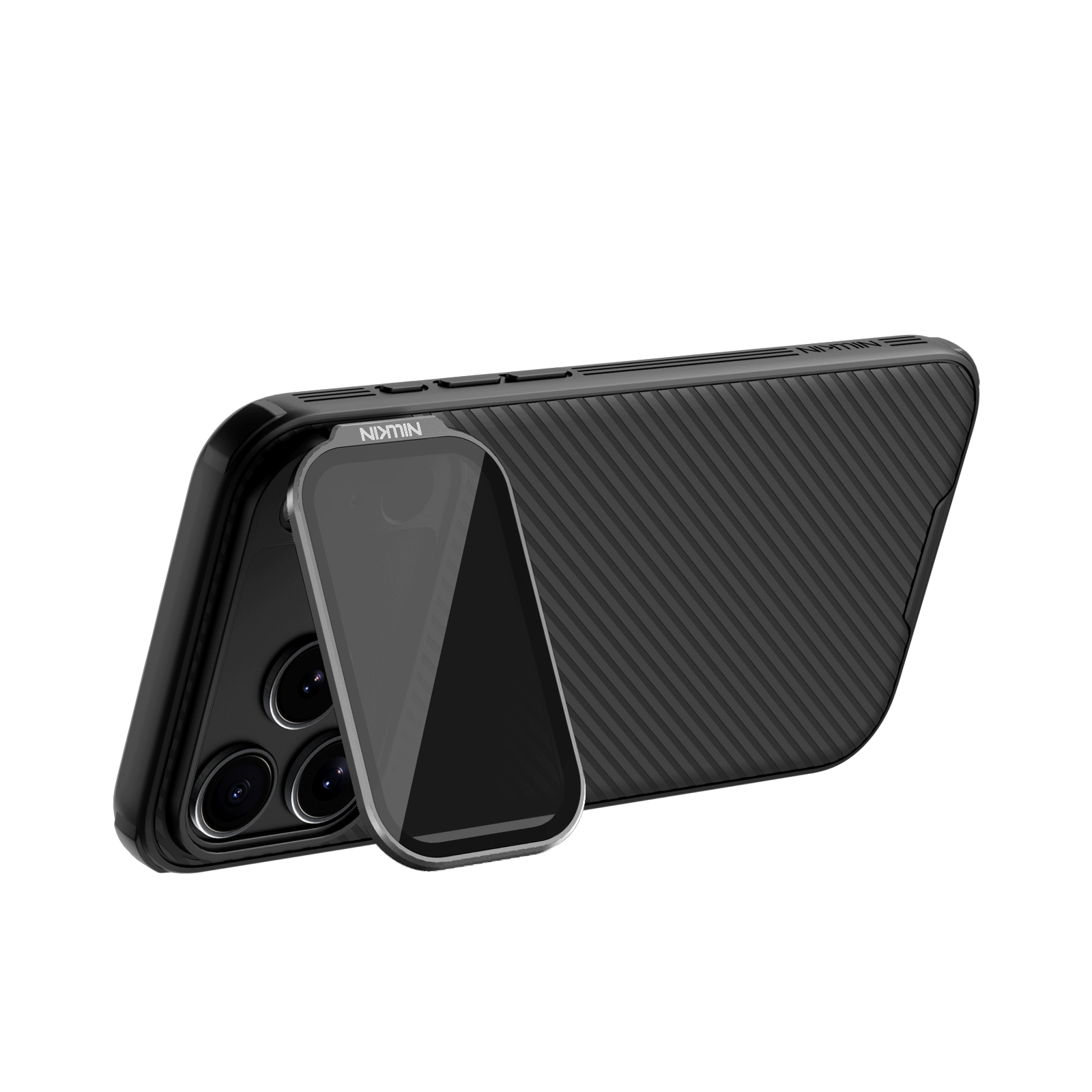 Nillkin CamShield Prop magnētiskais vāciņš iPhone 17 Pro Max / iPhone 18 Pro Max, melns, versija ar caurspīdīgu objektīva vāciņu
