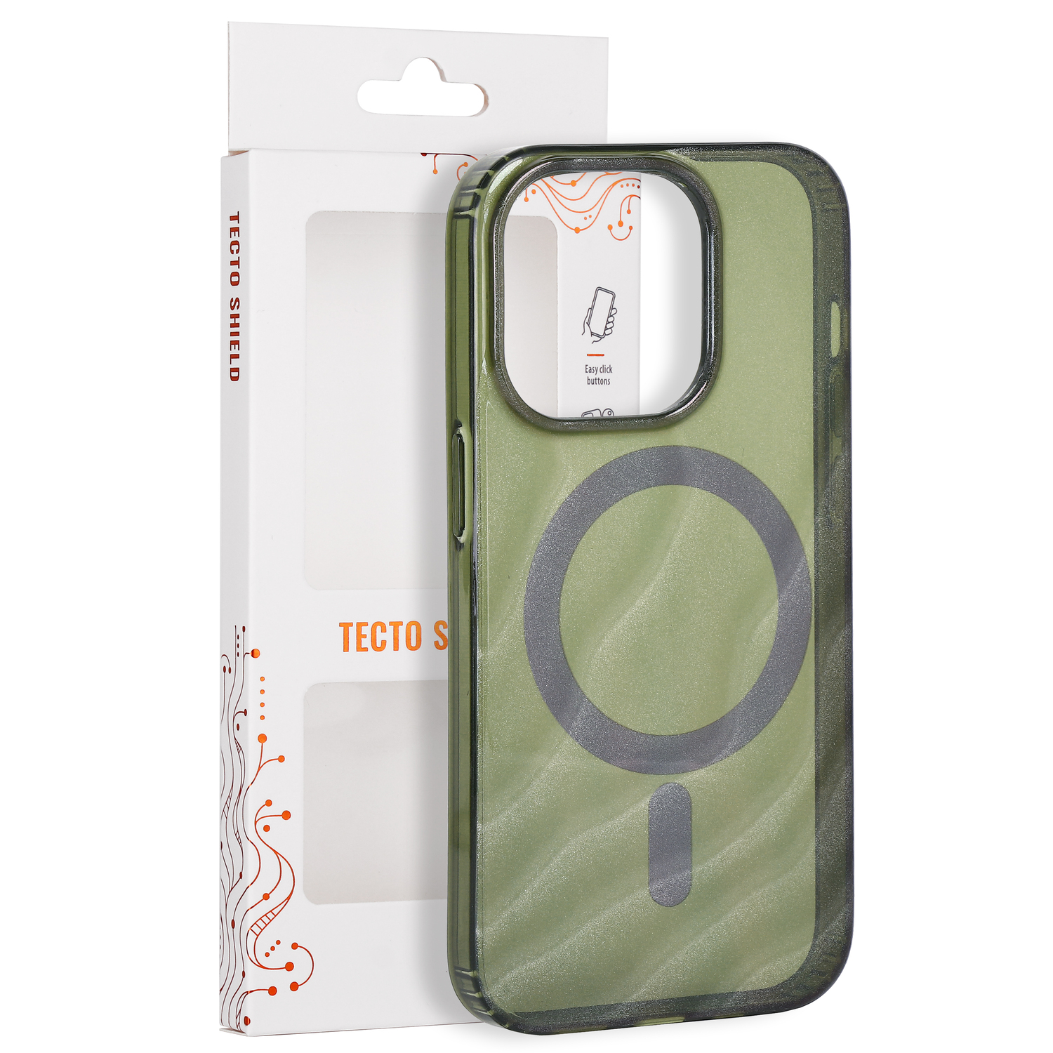 „Tecto Shield Desert Mag“ vāciņš modelim iPhone 14 Pro 6,1", tumši olīvzaļš