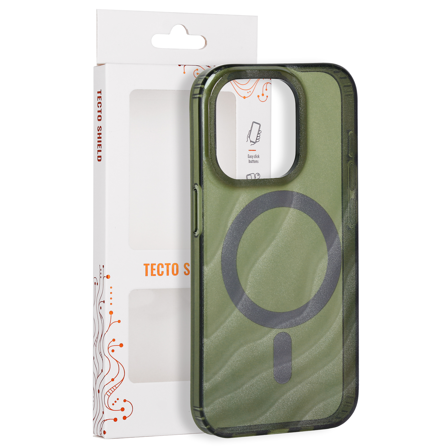 „Tecto Shield Desert Mag“ vāciņš modelim iPhone 15 Pro 6,1", tumši olīvzaļš