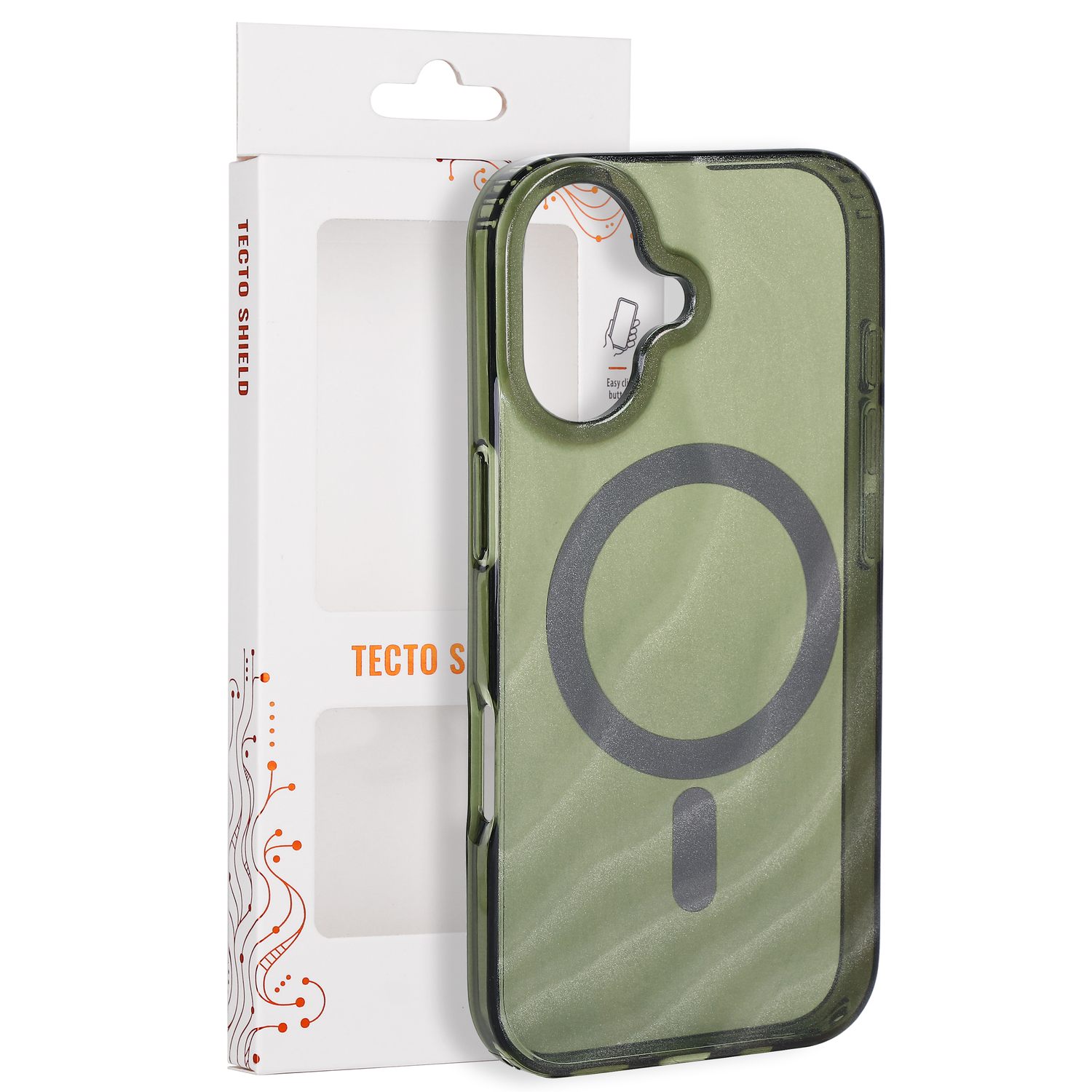 „Tecto Shield Desert Mag“ vāciņš modelim iPhone 17 6,3", tumši olīvzaļš