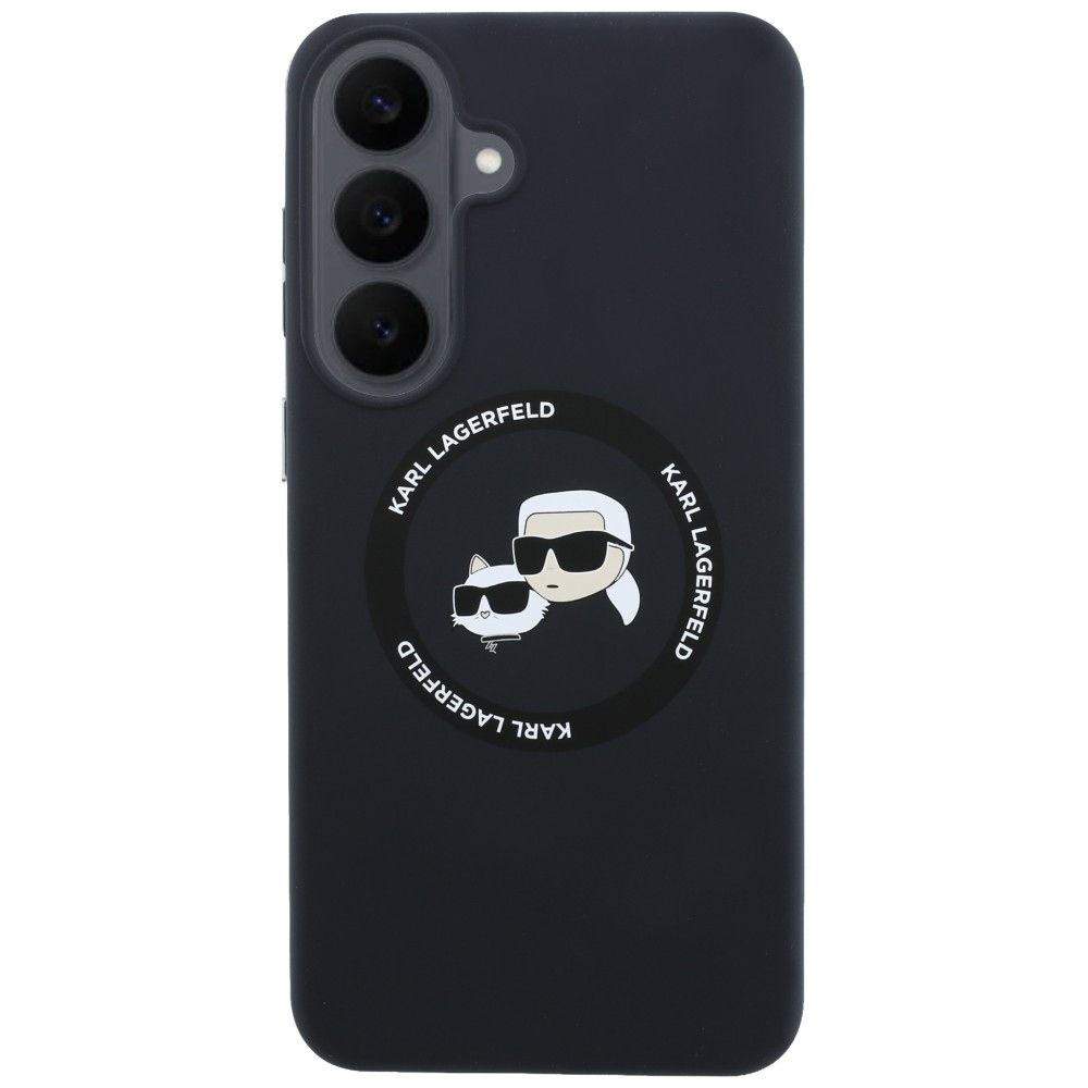Karl Lagerfeld Silicone Karl&Choupette Heads MagSafe vāciņš Samsung Galaxy S26 FE – melns