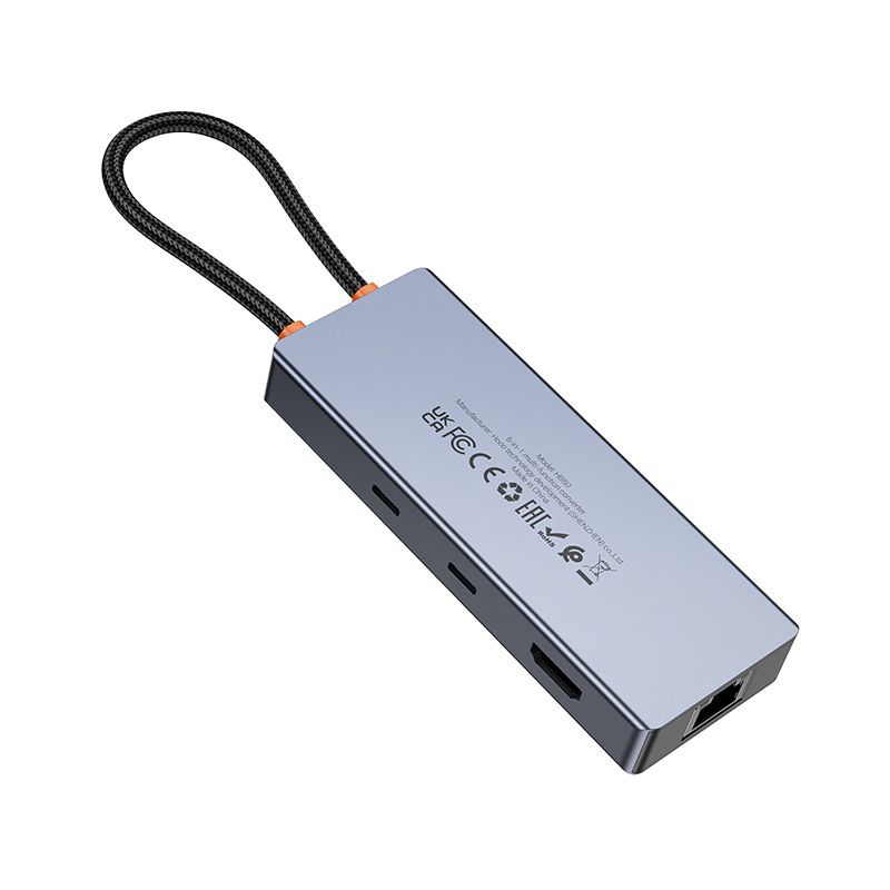 Adapter HUB 8w1 (HDTV+RJ45+SD/TF+PD+Type-C 3.0+USB