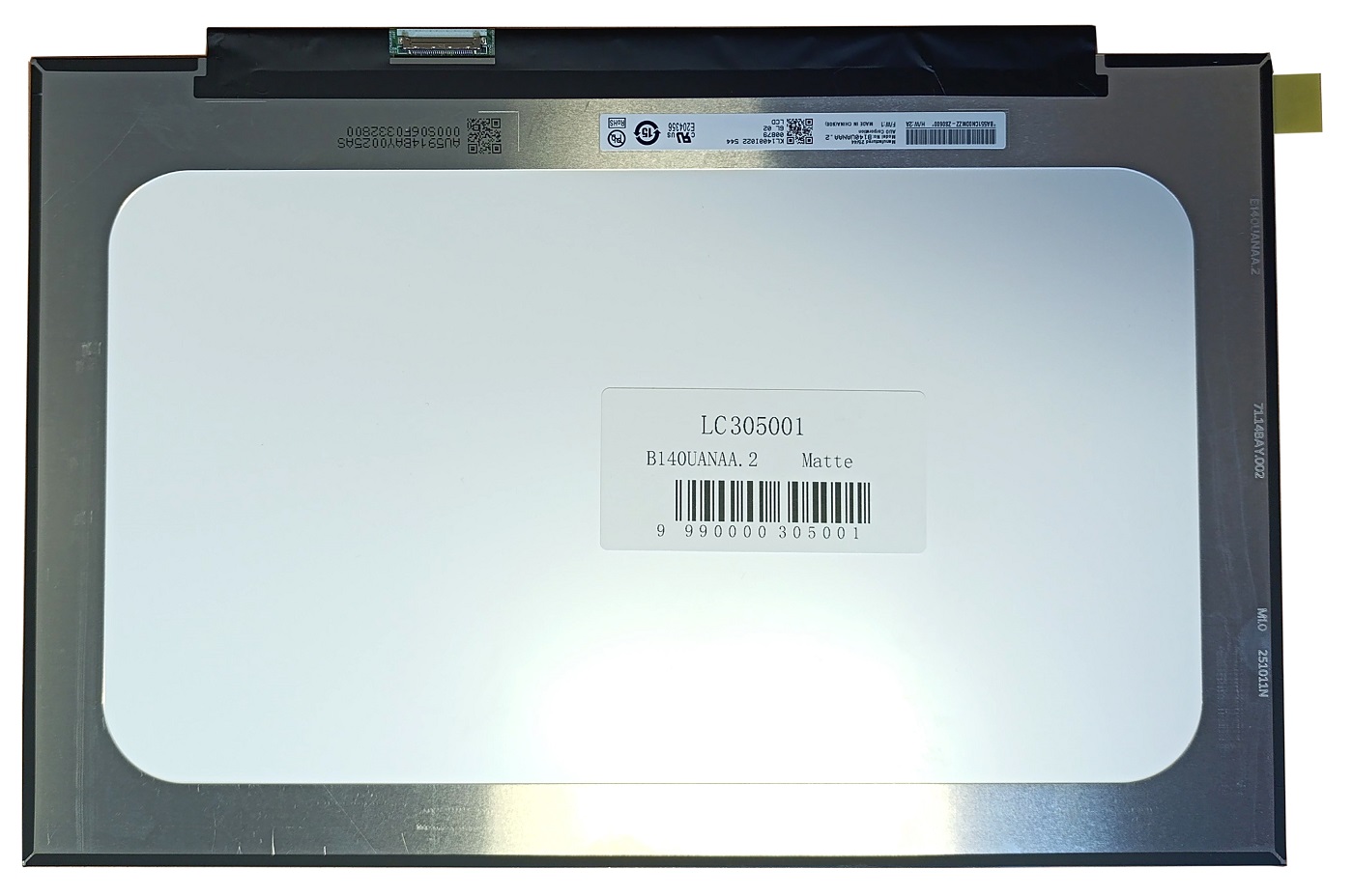 Portatīvā datora ekrāns 14.0 collas, 1920 × 1200, 60 Hz, matēts IPS, 30 kontaktu savienotājs labajā pusē