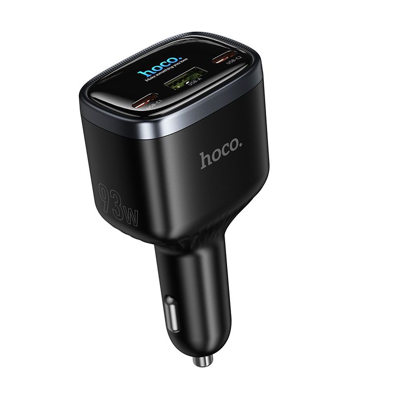 Automašīnas lādētājs Hoco Z70, USB-A + 2 × USB-C, PD QC3.0, 93 W, melns