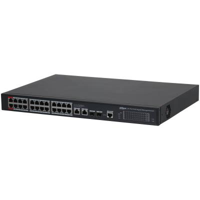 Dahua S4228-24GT-360 pārvaldāms L2 tīkla komutators, 26 RJ-45 Gigabit Ethernet (10/100/1000) porti, PoE, 24 PoE porti, kopējais PoE budžets 360 W