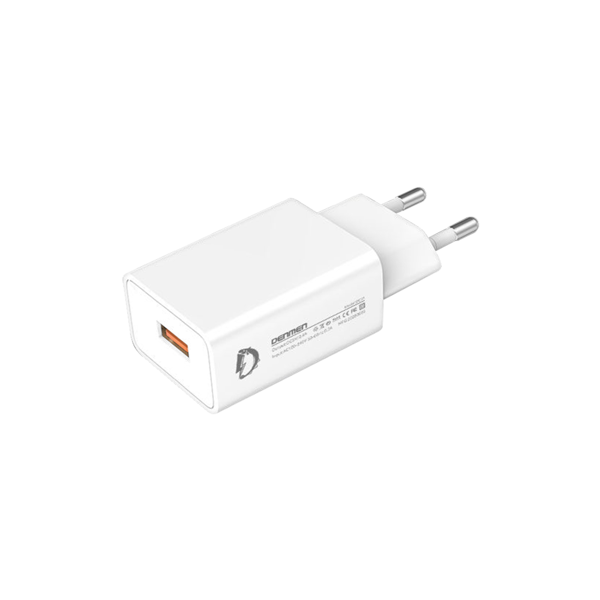 Lādētājs Denmen (DC01) (1xUSB 2.4A) balts